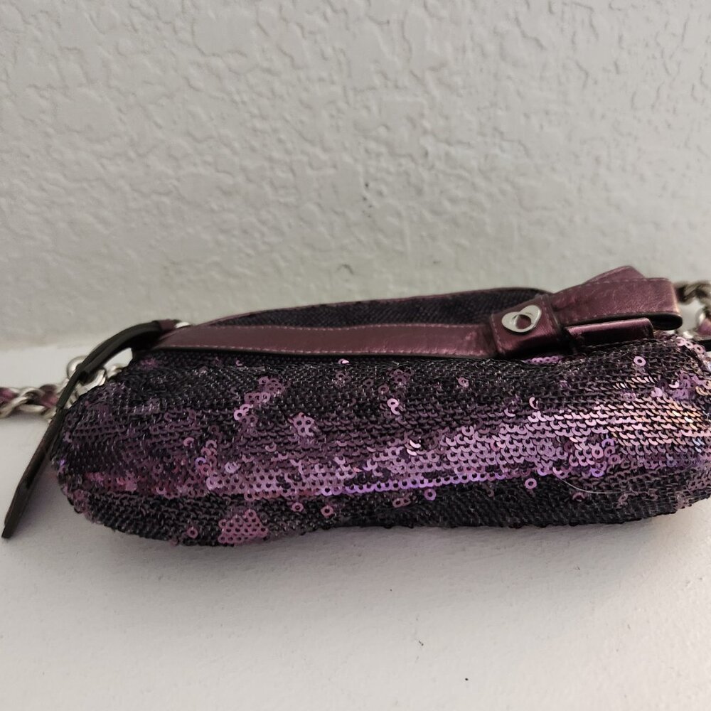 Like New Rare Coach Sequin Purple Crossbody Bag /Clutch Purse - Picture 3 of 12